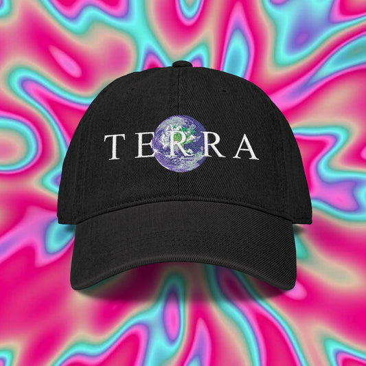 Terra Embroidered Denim Hat – Earth Graphic Adjustable Cap