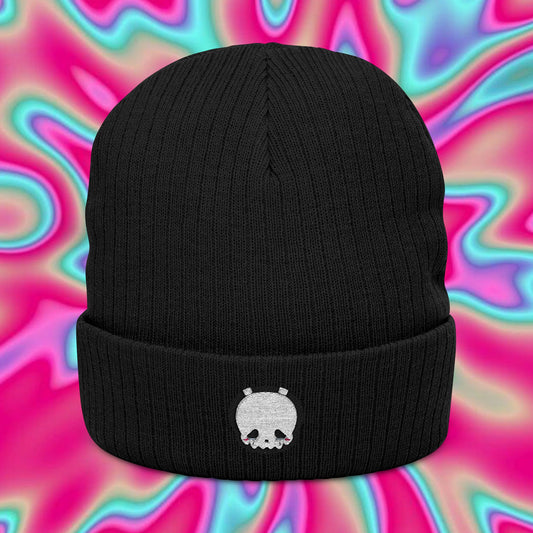 Ghost Crying Emoji Embroidered Beanie