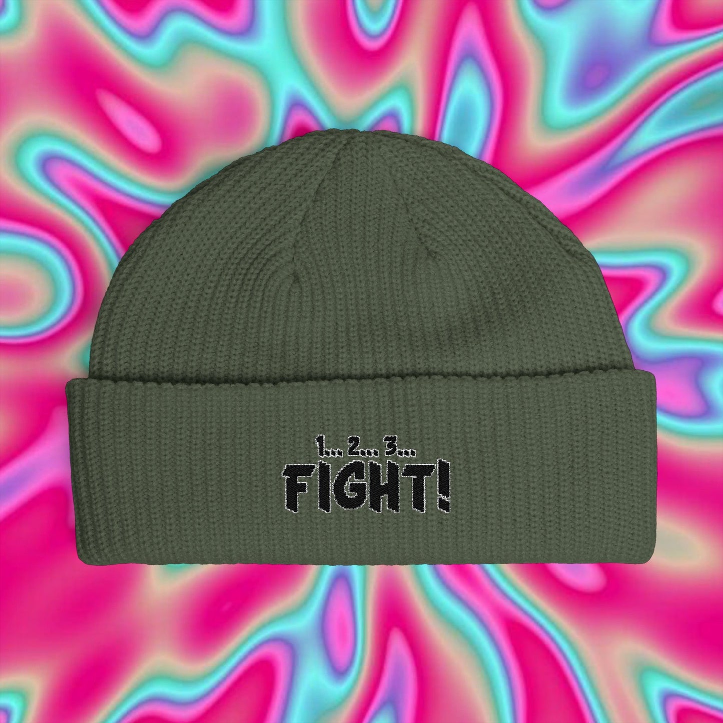 Retro Arcade 'FIGHT!' Cuff Beanie