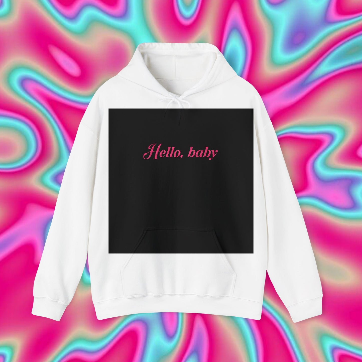 Hello, baby Hooded Sweatshirt — Cute Pink Script Pullover