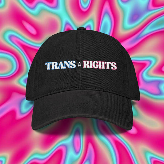 Trans Rights Embroidered Denim Hat — Pride Transgender Support Cap