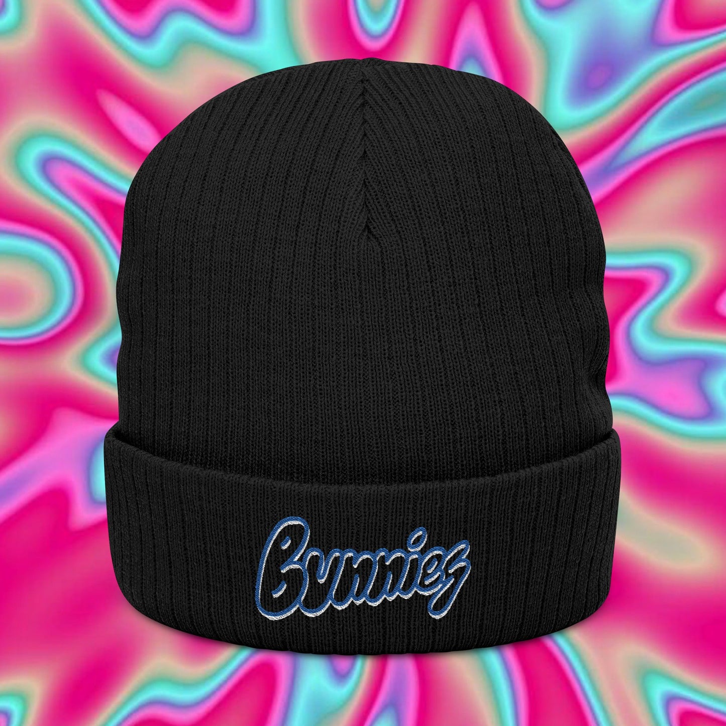 Embroidered 'Bunnies' Ribbed Knit Beanie — Cozy Streetwear Winter Hat