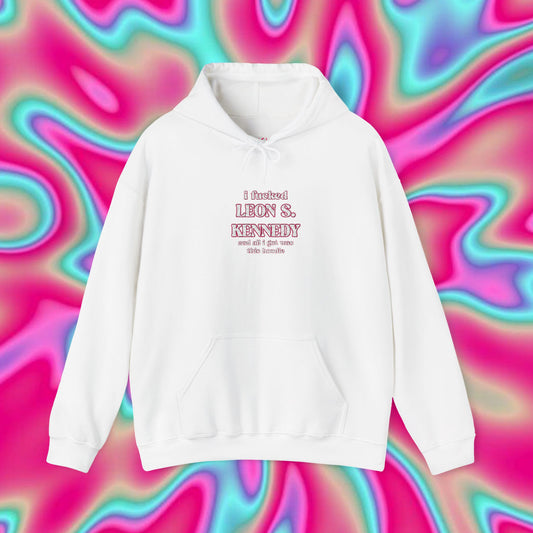 I Fucked Leon S. Kennedy Hoodie — Funny Gamer Horror Statement Sweatshirt