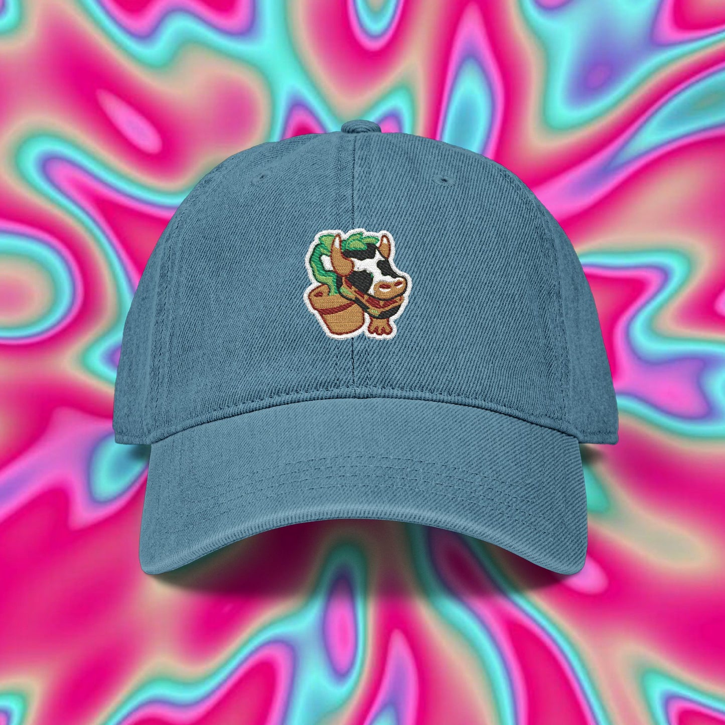 Cowplant Embroidered Denim Hat — Sims 4 Inspired Cap