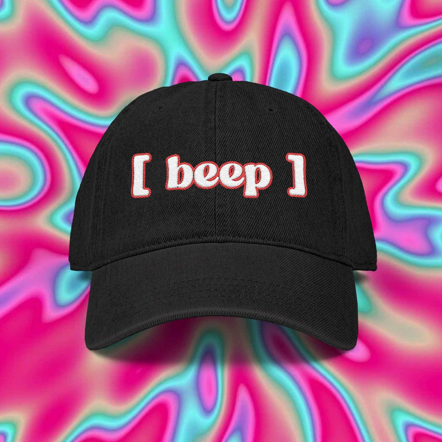 Embroidered Dad Hat — "[ beep ]" Retro Pixel Text