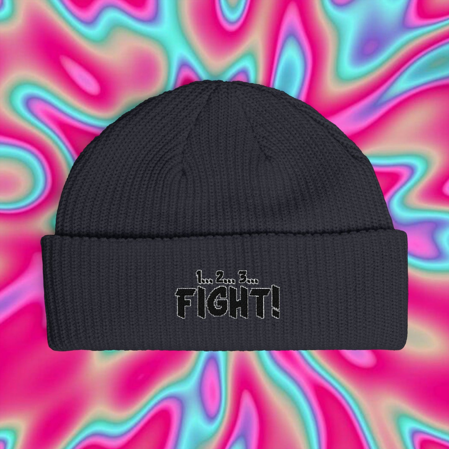 Retro Arcade 'FIGHT!' Cuff Beanie
