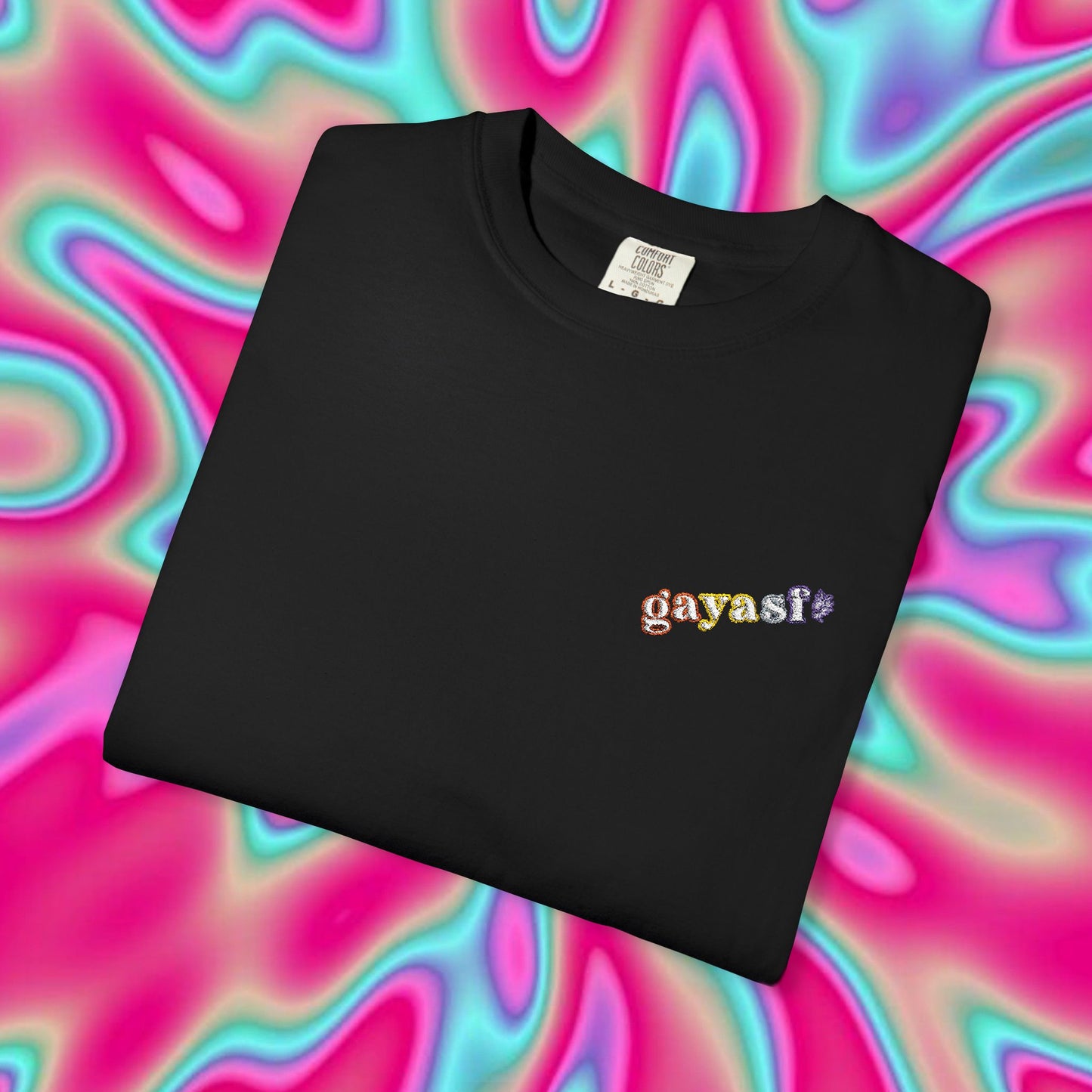 White Graphic T-Shirt — Colorful Tiny Logo Chest Print, Casual Streetwear