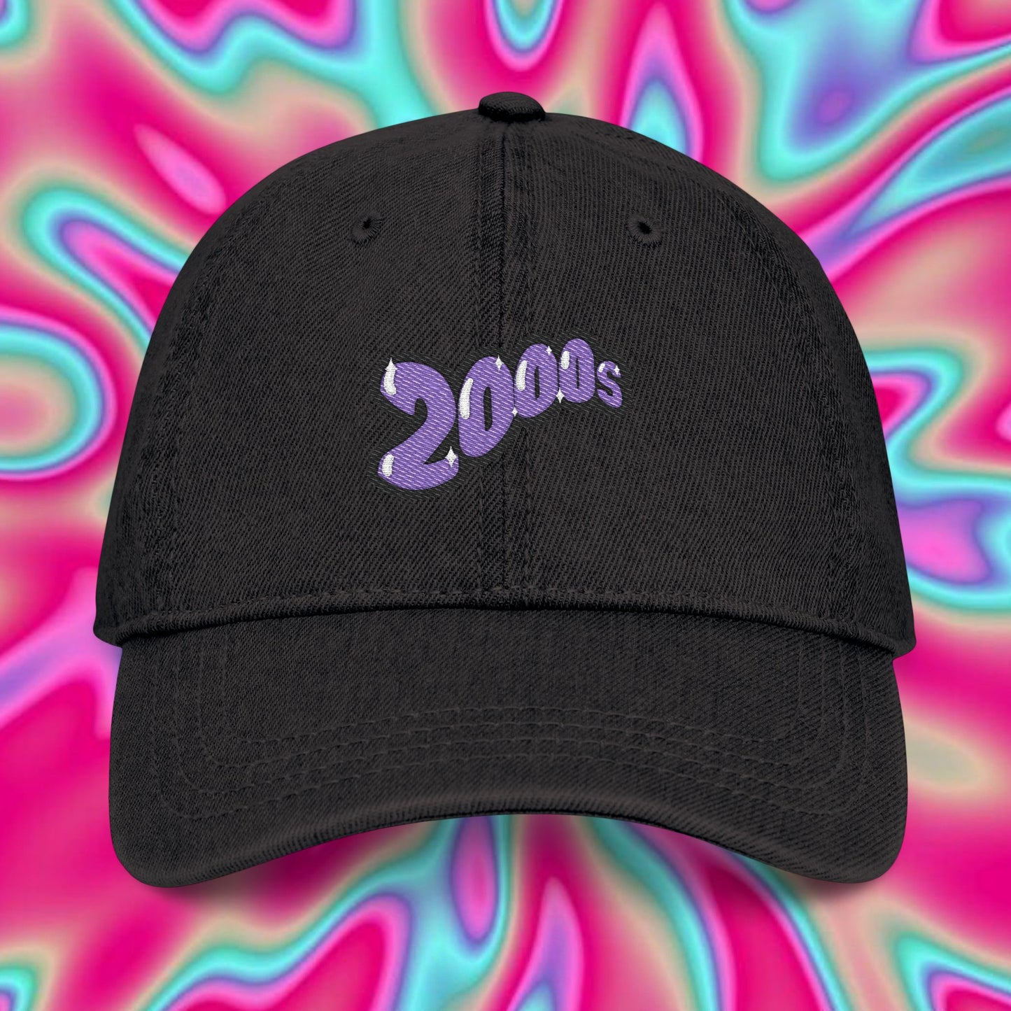 Denim Hat — Embroidered "2000s" Retro Dad Cap