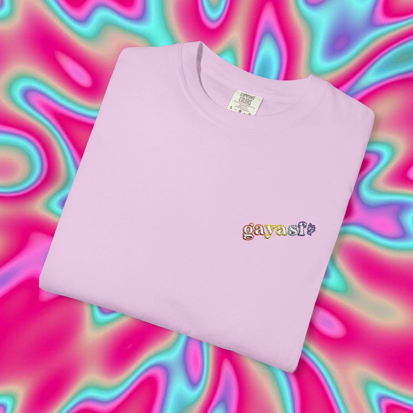 White Graphic T-Shirt — Colorful Tiny Logo Chest Print, Casual Streetwear