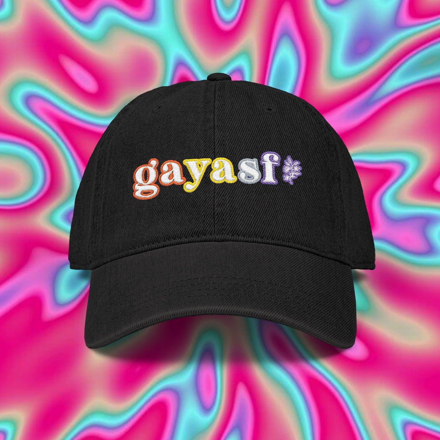 Gayasf Embroidered Denim Hat — Colorful Pride Baseball Cap