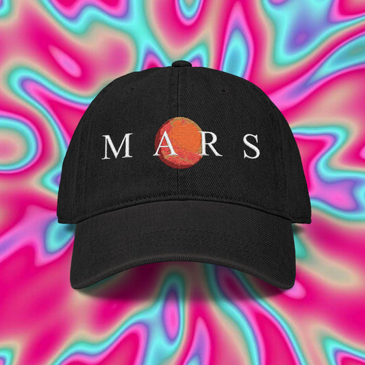 Mars Embroidered Denim Hat — Space Planet Baseball Cap