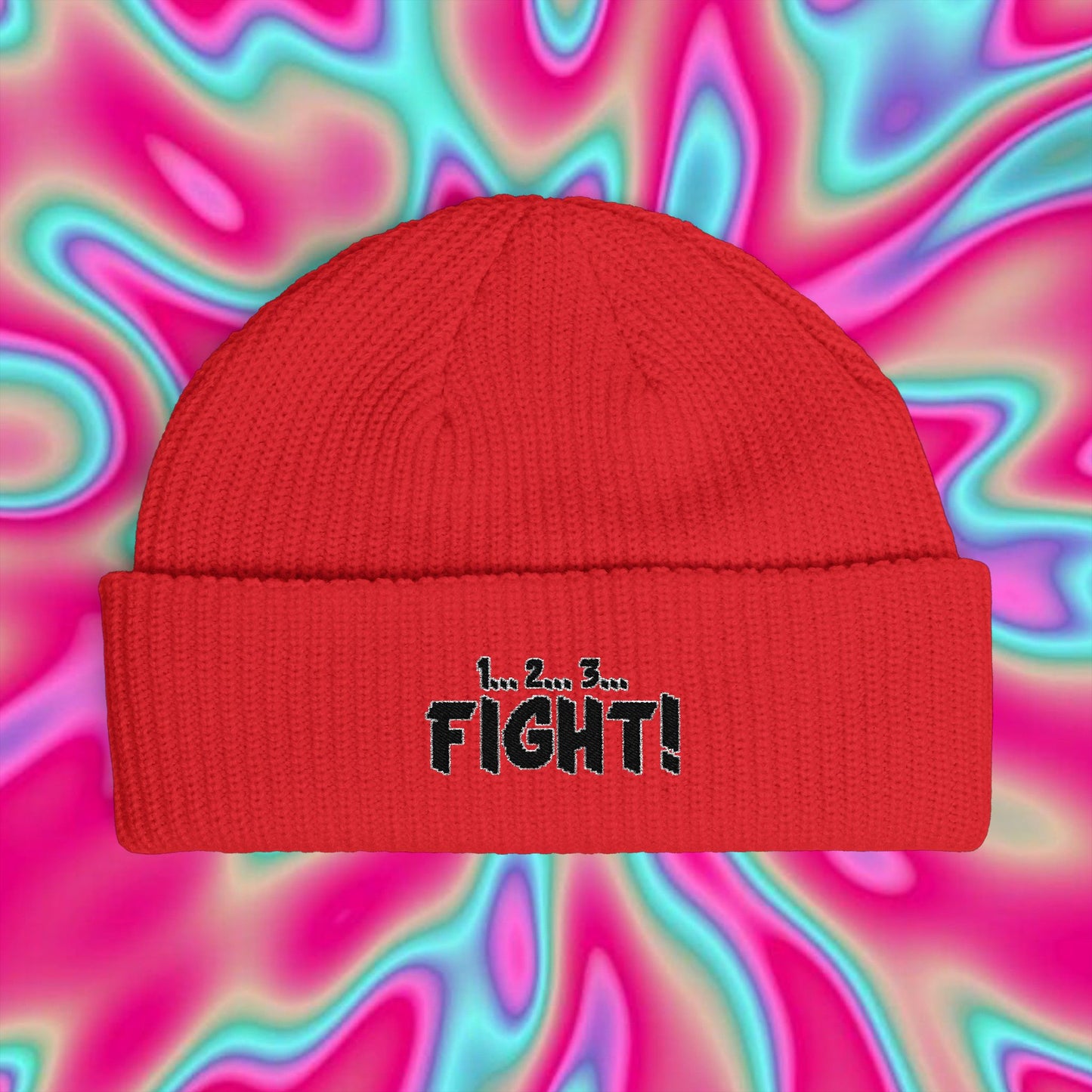 Retro Arcade 'FIGHT!' Cuff Beanie