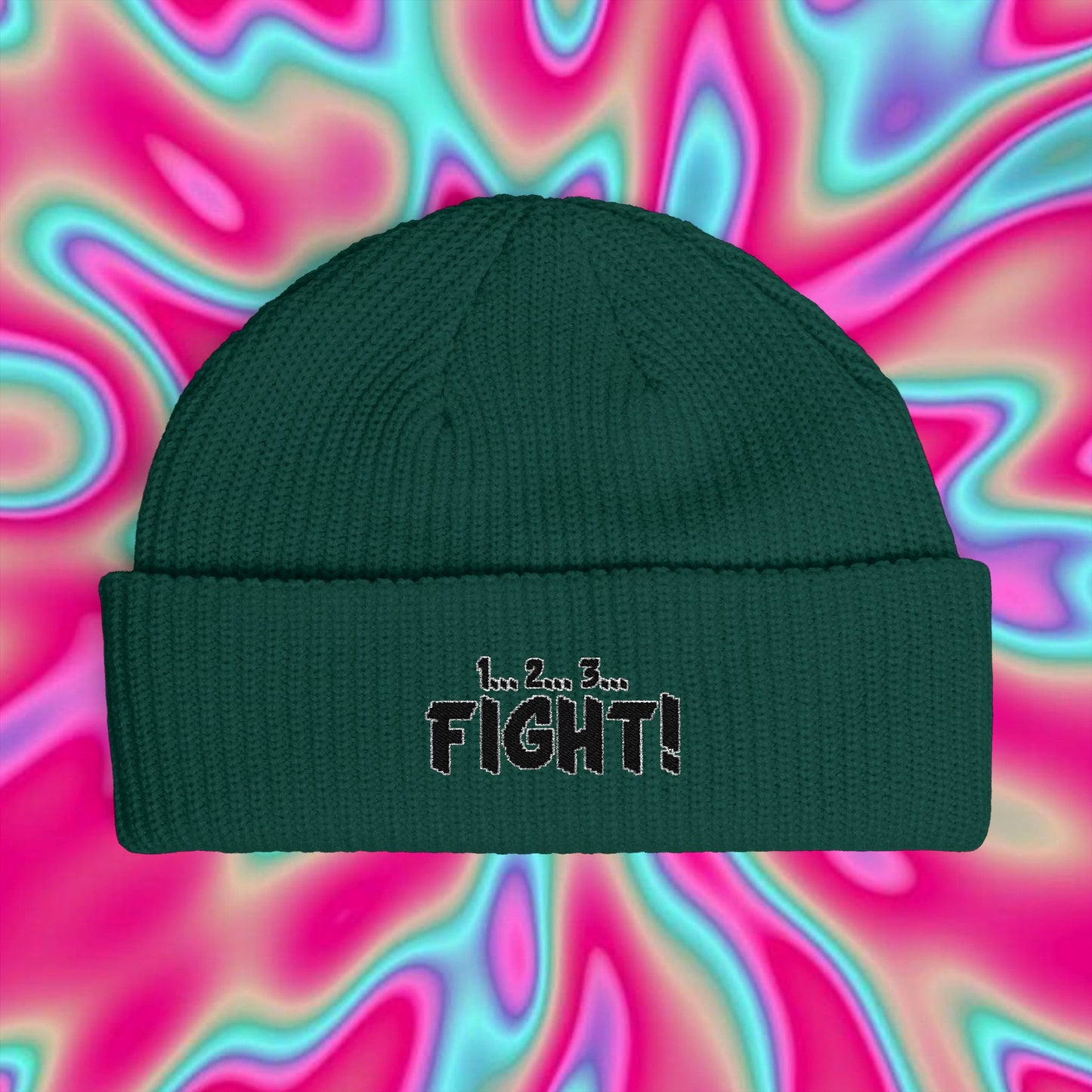 Retro Arcade 'FIGHT!' Cuff Beanie