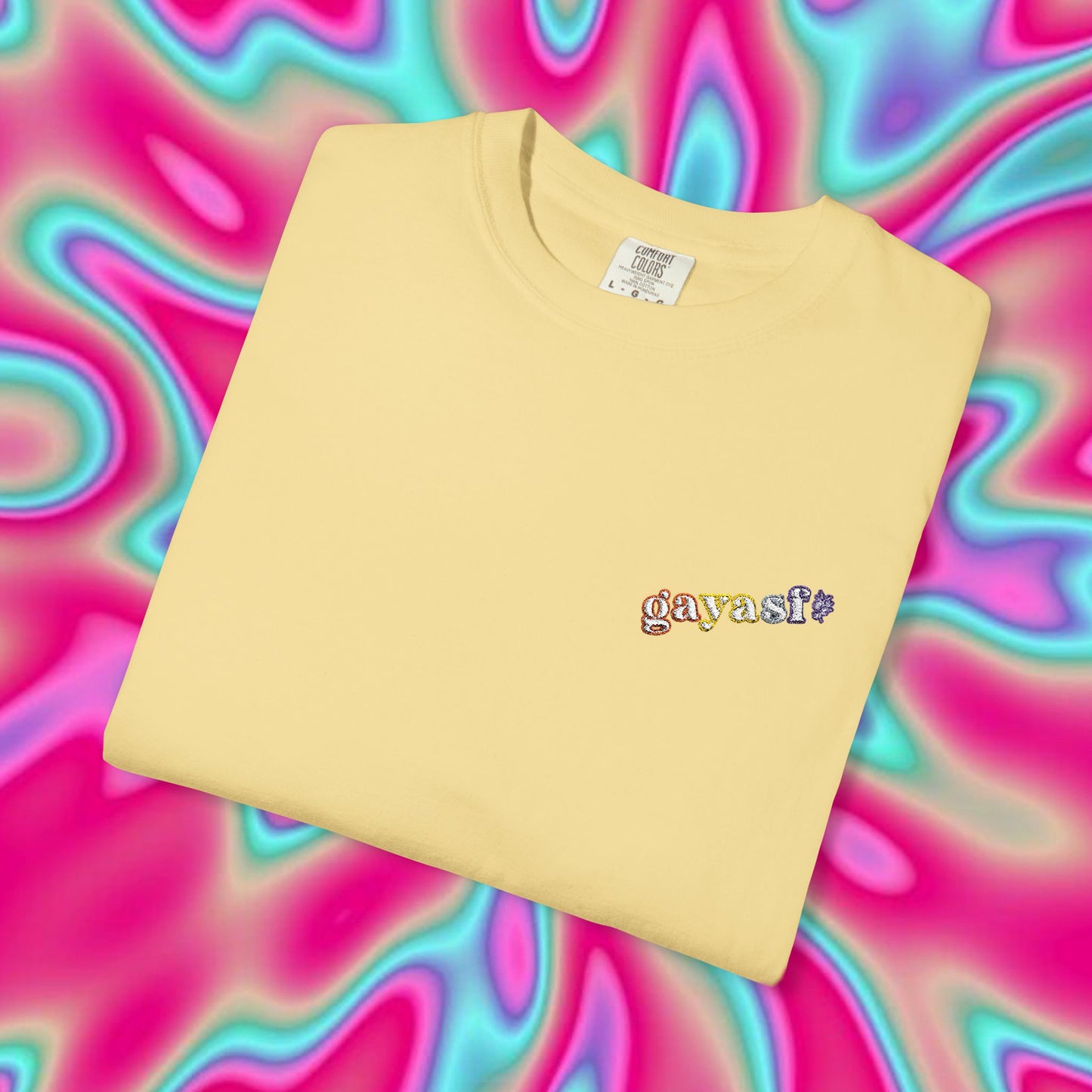 White Graphic T-Shirt — Colorful Tiny Logo Chest Print, Casual Streetwear