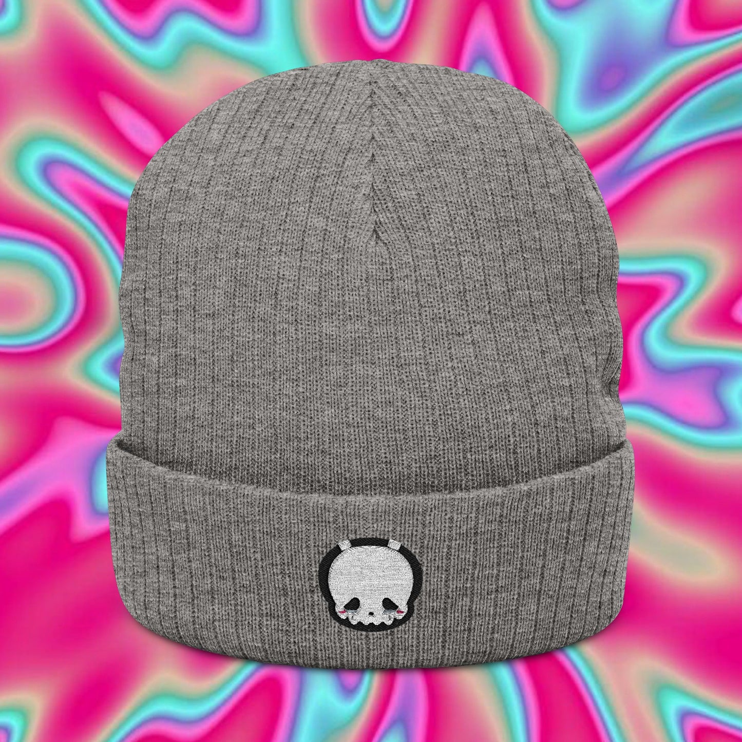 Ghost Crying Emoji Embroidered Beanie