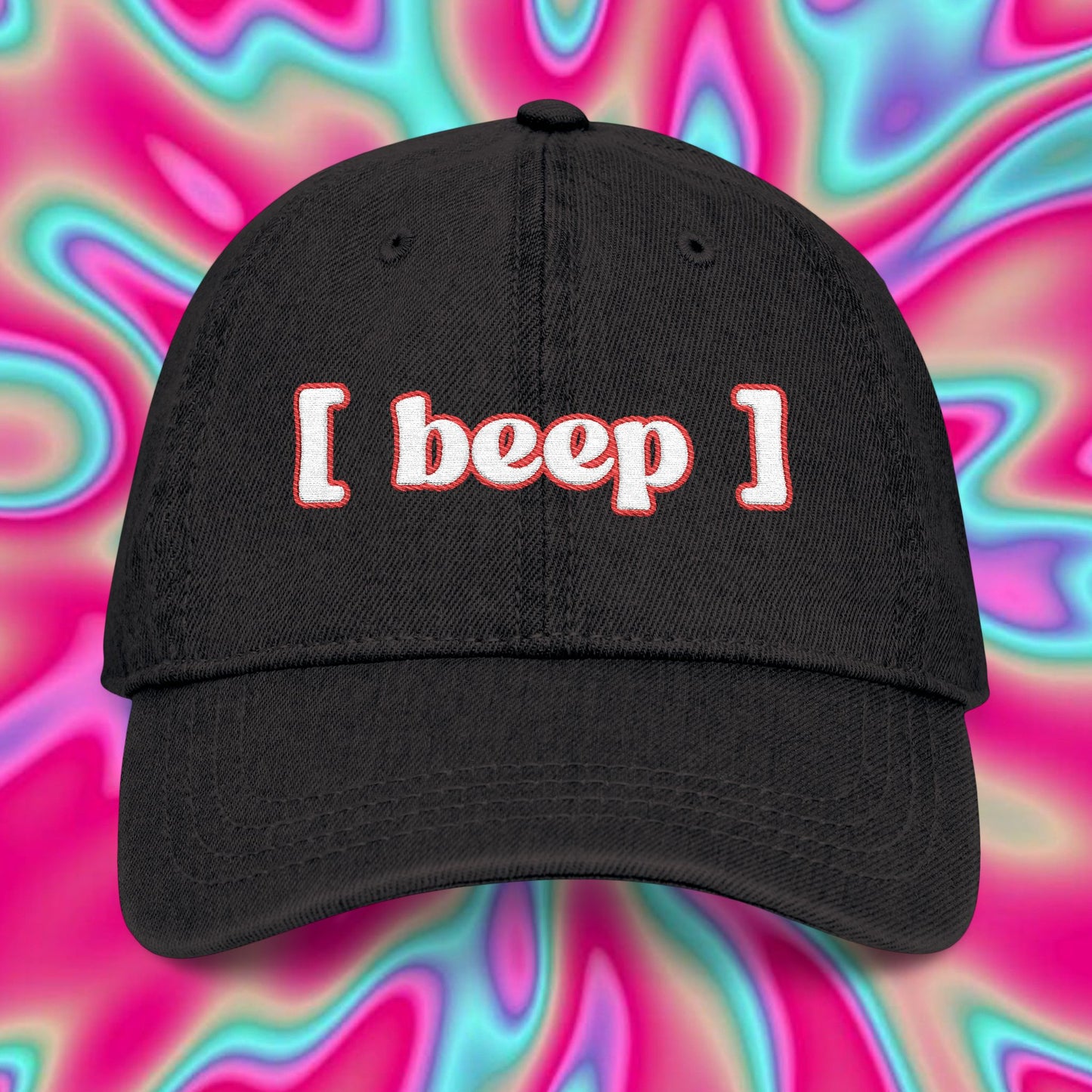Embroidered Dad Hat — "[ beep ]" Retro Pixel Text