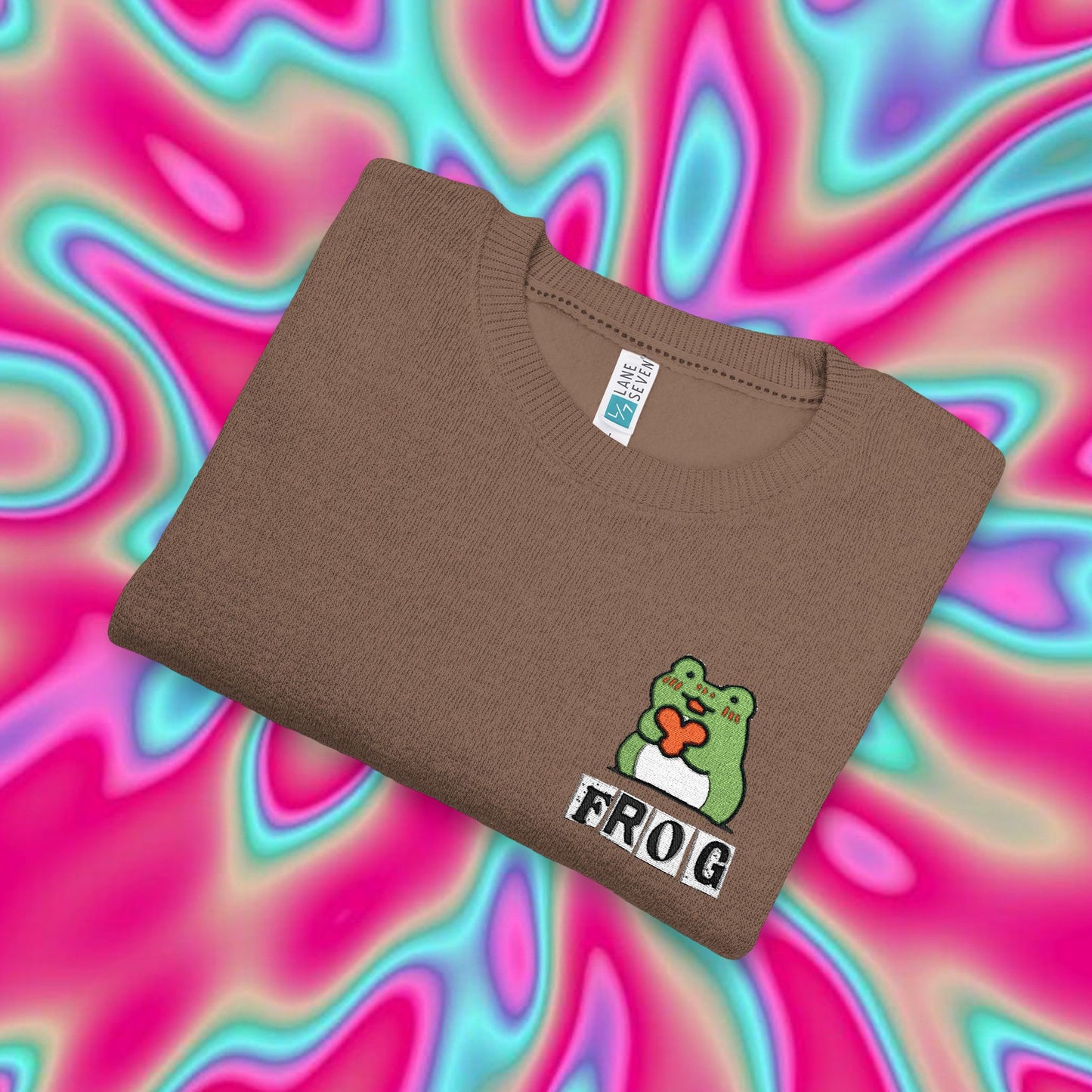 Frog Embroidered Crewneck Sweatshirt — Cute Pastel Nantucket Style