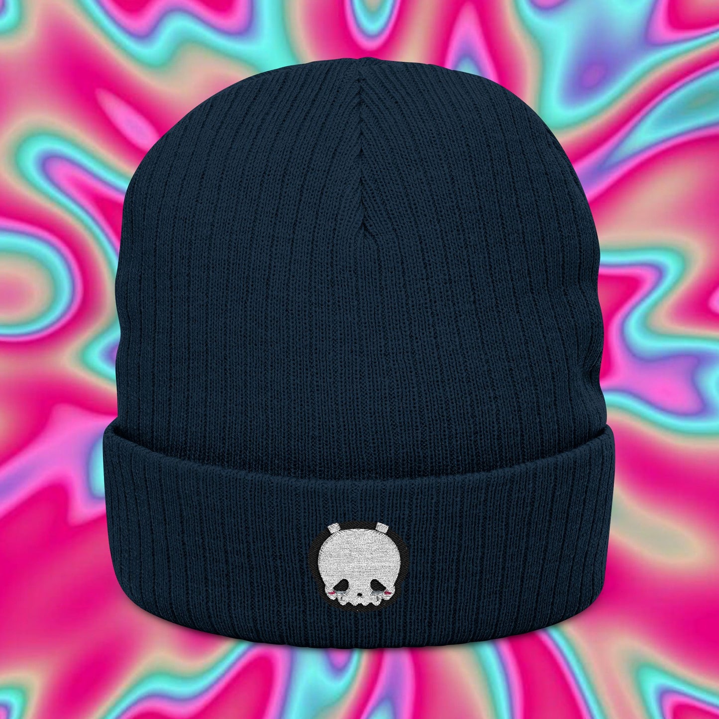 Ghost Crying Emoji Embroidered Beanie