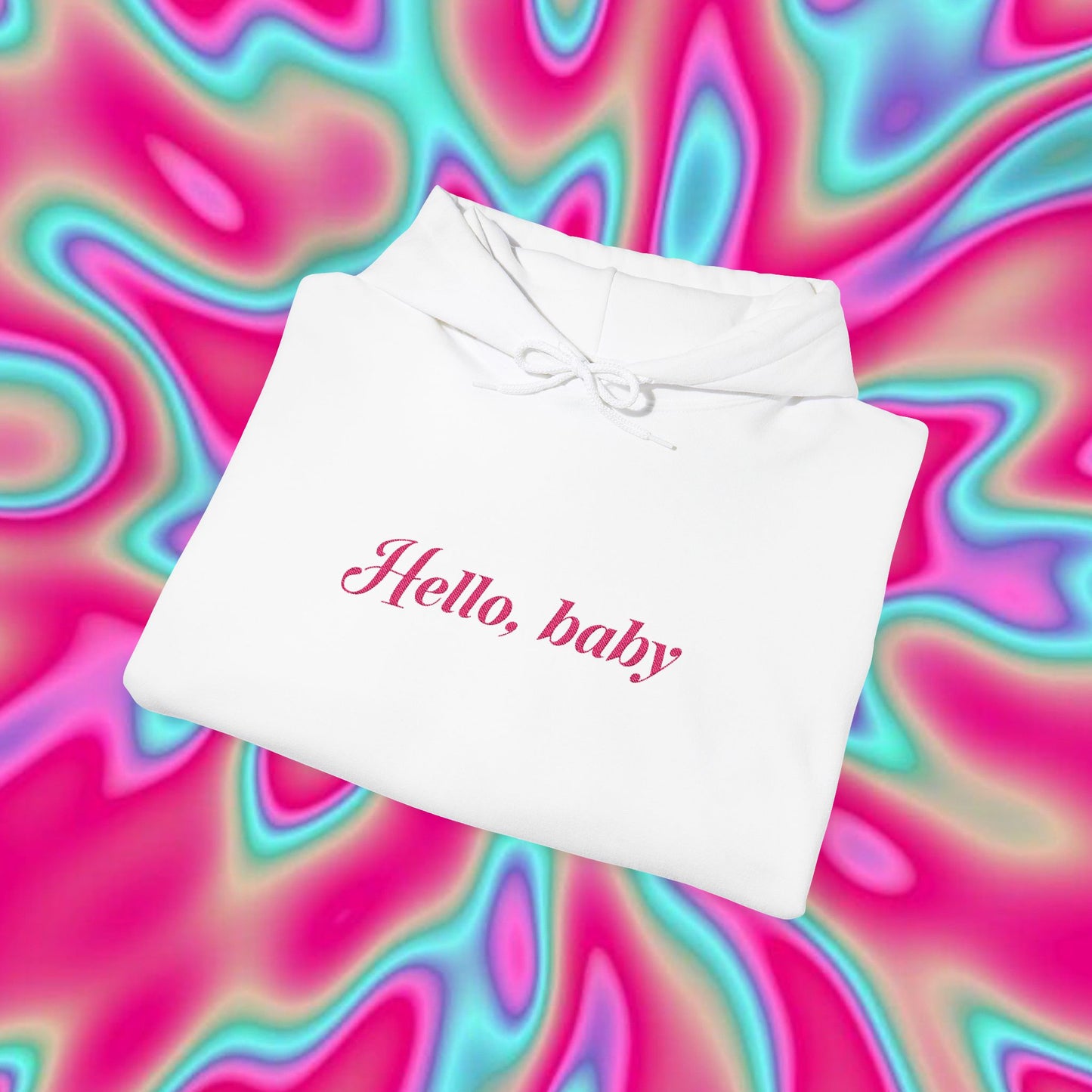 Hello, baby Hooded Sweatshirt — Cute Pink Script Pullover