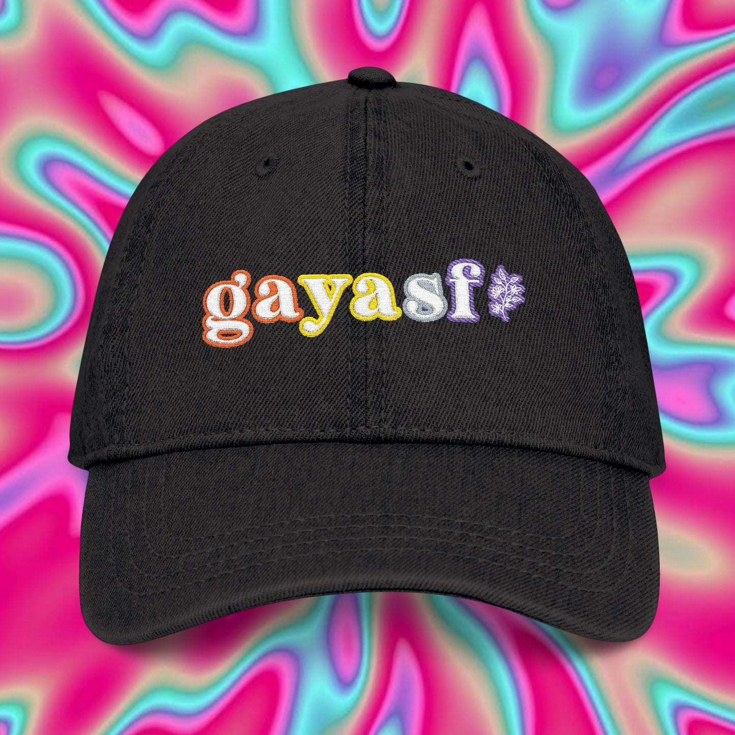 Gayasf Embroidered Denim Hat — Colorful Pride Baseball Cap