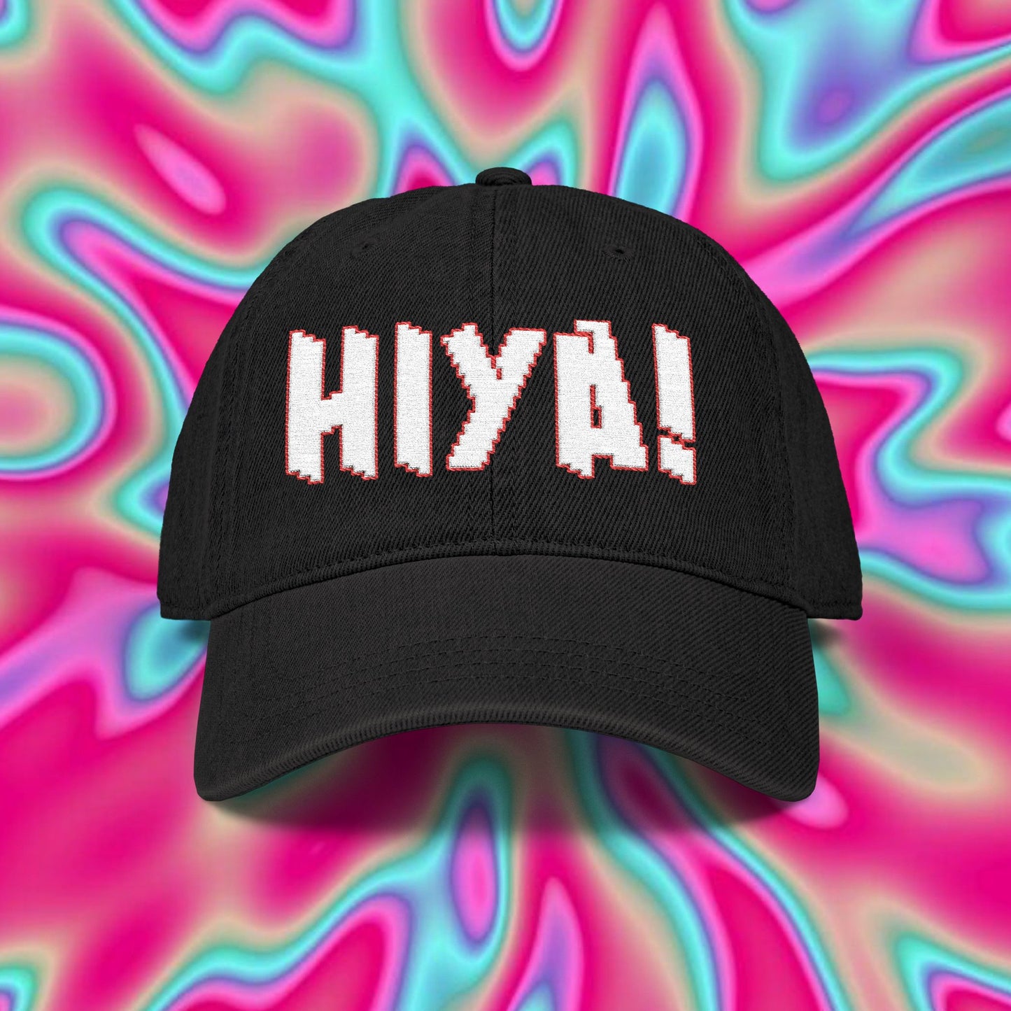 HIYA! Embroidered Denim Hat — Playful Casual Cap with Star Accent