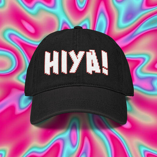 HIYA! Embroidered Denim Hat — Playful Casual Cap with Star Accent