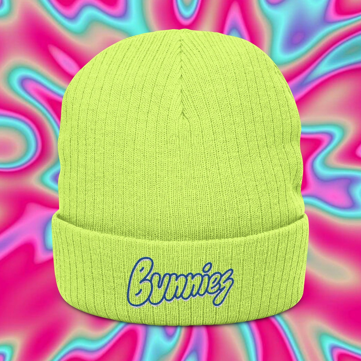 Embroidered 'Bunnies' Ribbed Knit Beanie — Cozy Streetwear Winter Hat