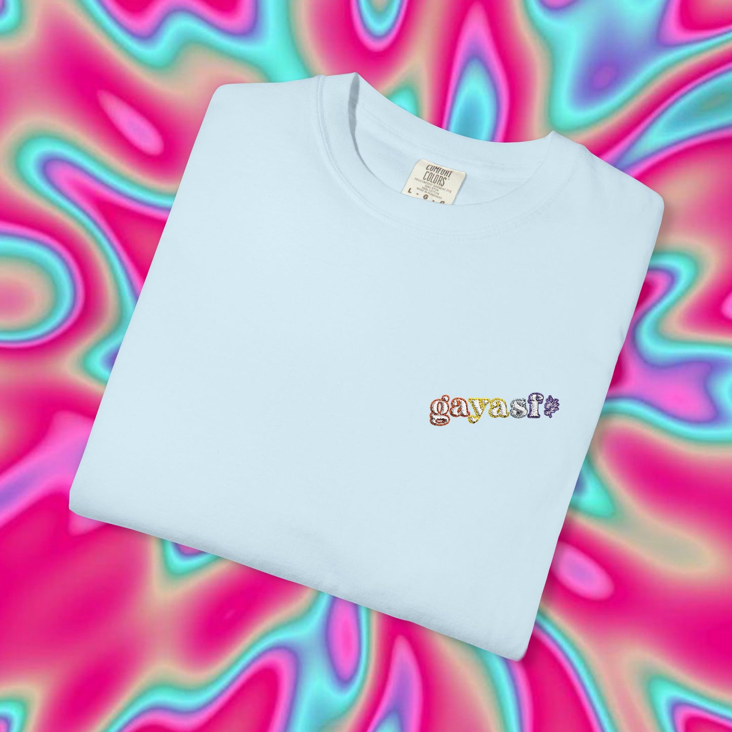 White Graphic T-Shirt — Colorful Tiny Logo Chest Print, Casual Streetwear