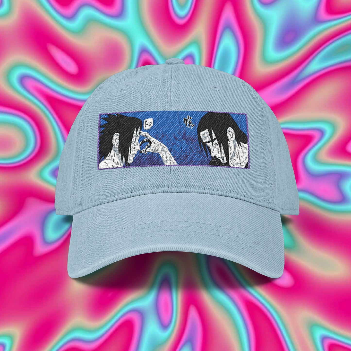 Itachi & Sasuke Uchiha Denim Hat — Embroidered Anime Cap