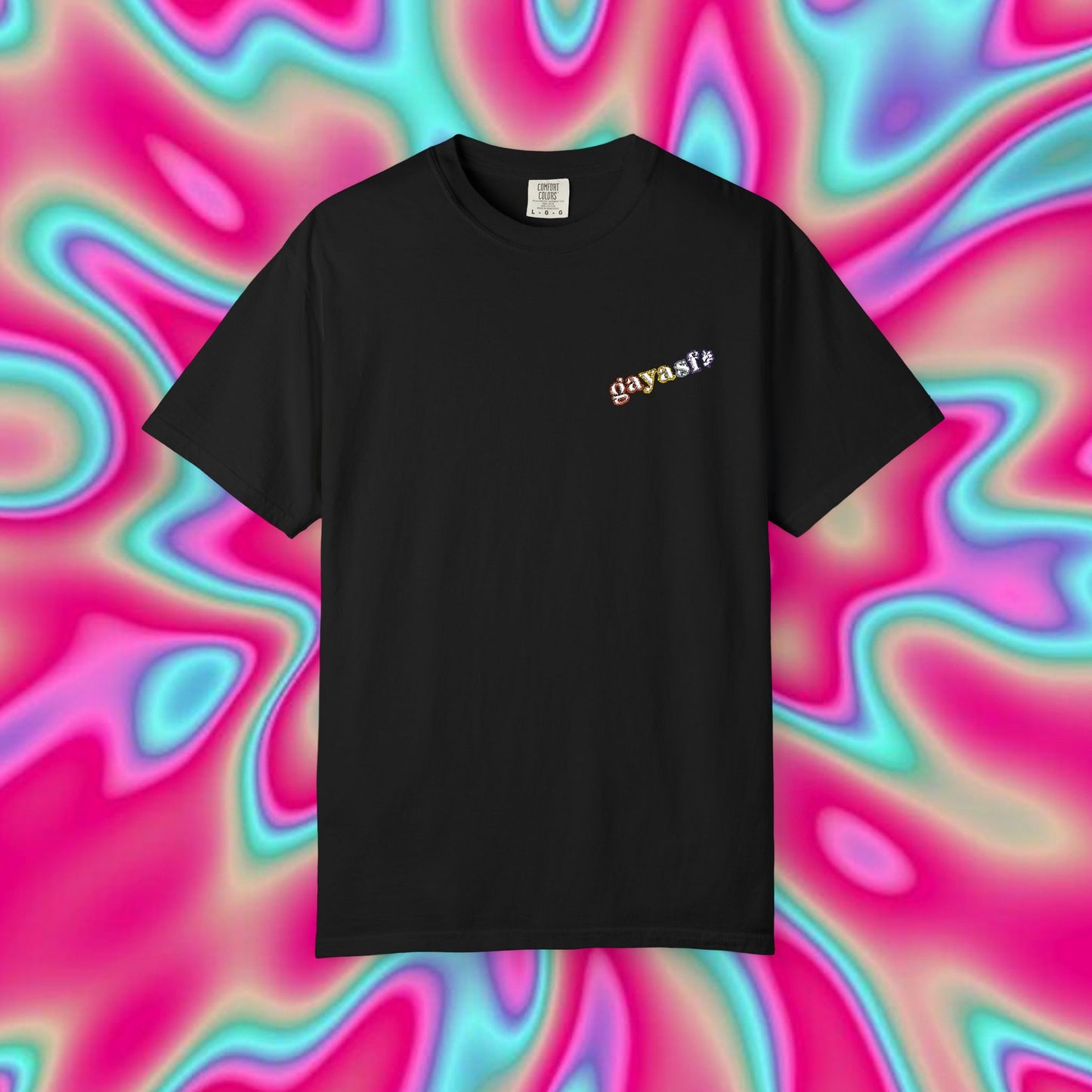 White Graphic T-Shirt — Colorful Tiny Logo Chest Print, Casual Streetwear