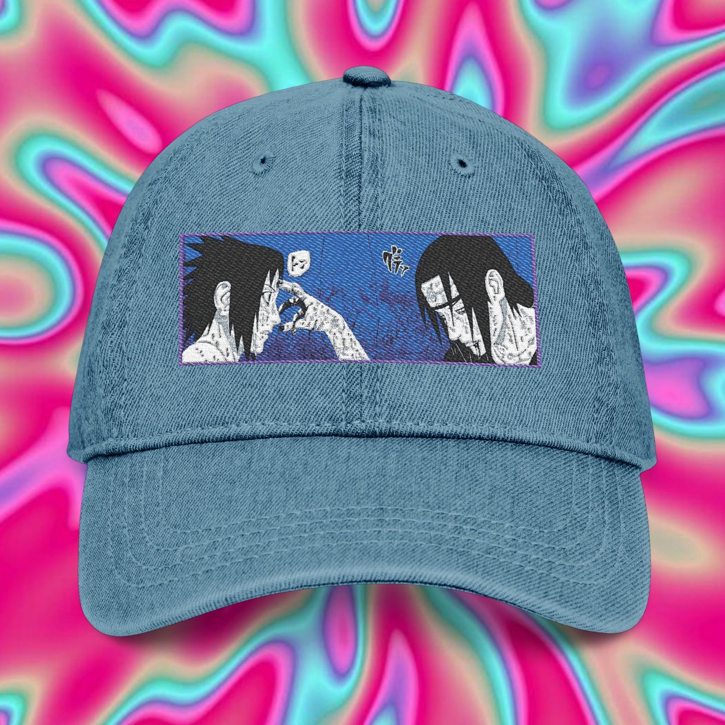 Itachi & Sasuke Uchiha Denim Hat — Embroidered Anime Cap