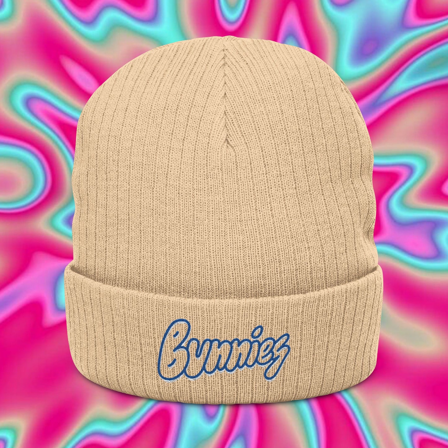 Embroidered 'Bunnies' Ribbed Knit Beanie — Cozy Streetwear Winter Hat