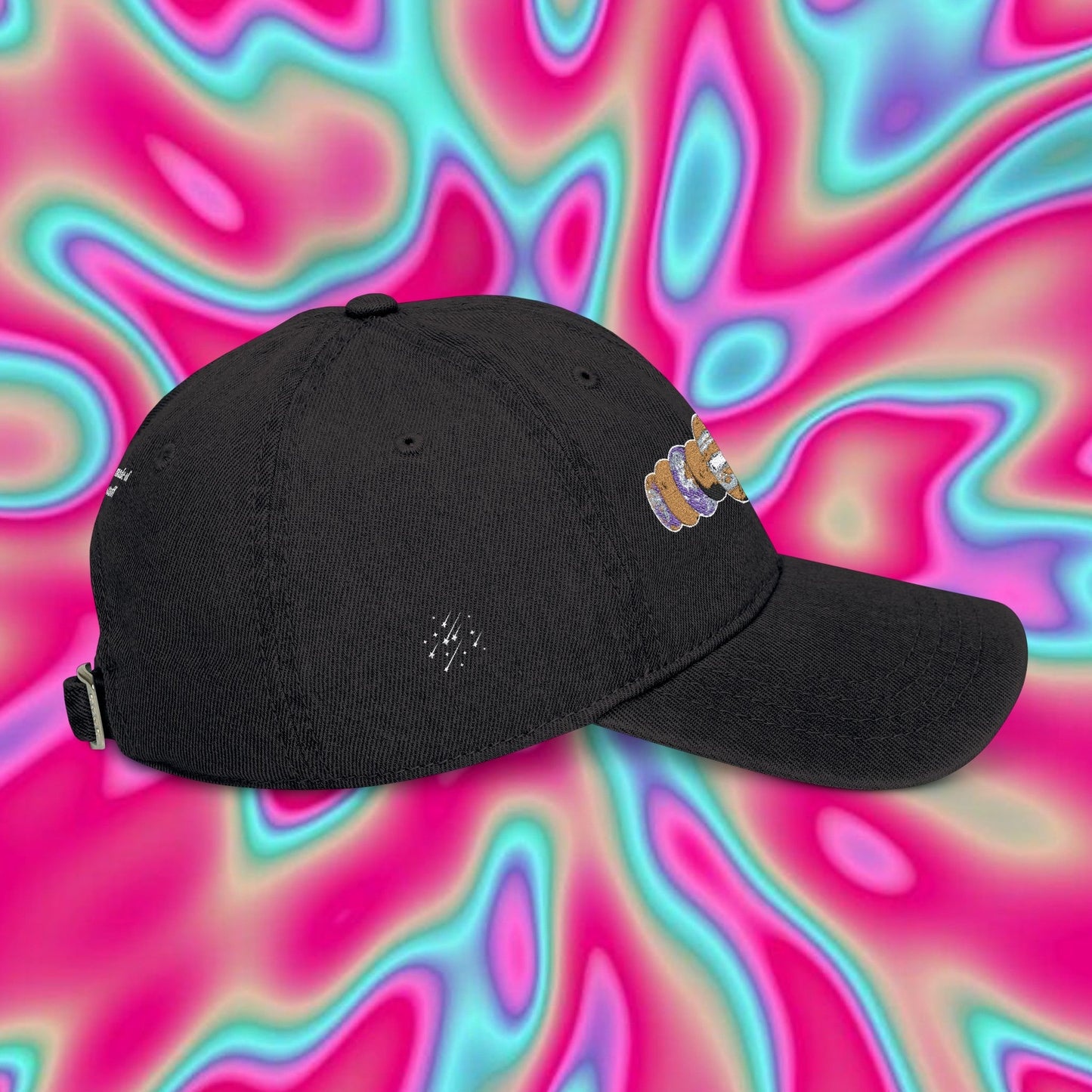 Embroidered Planet Phases Denim Hat — Retro Astronomy Baseball Cap