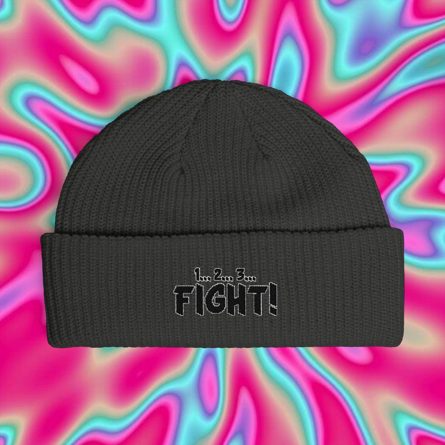 Retro Arcade 'FIGHT!' Cuff Beanie