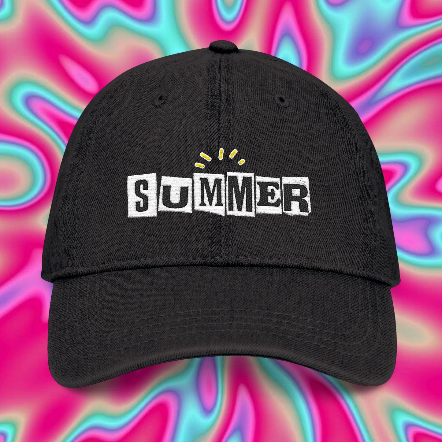 Summer Embroidered Denim Hat — Cute Sun Patch Cap