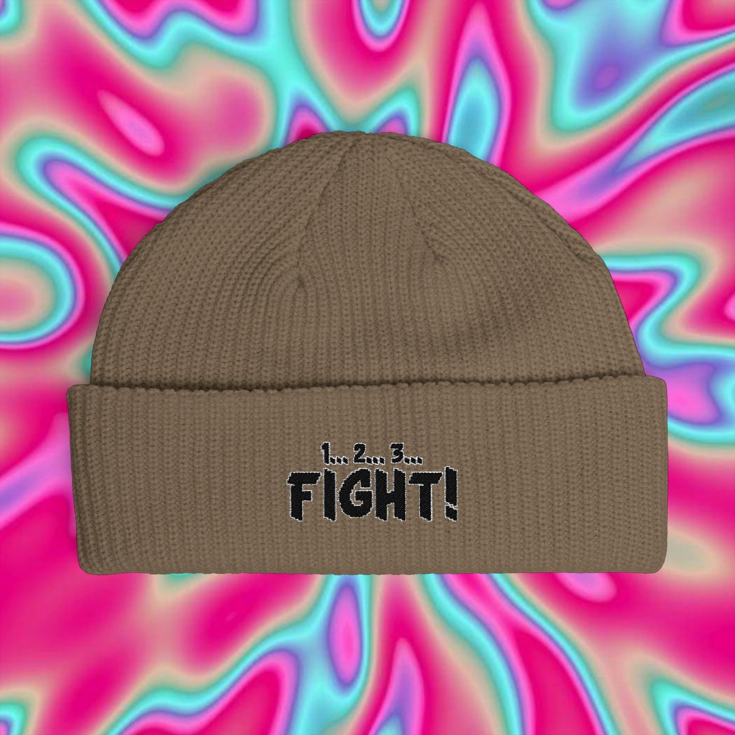 Retro Arcade 'FIGHT!' Cuff Beanie