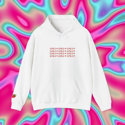 Girls Girls Girls Hoodie — Cute Strawberry Accent Pullover