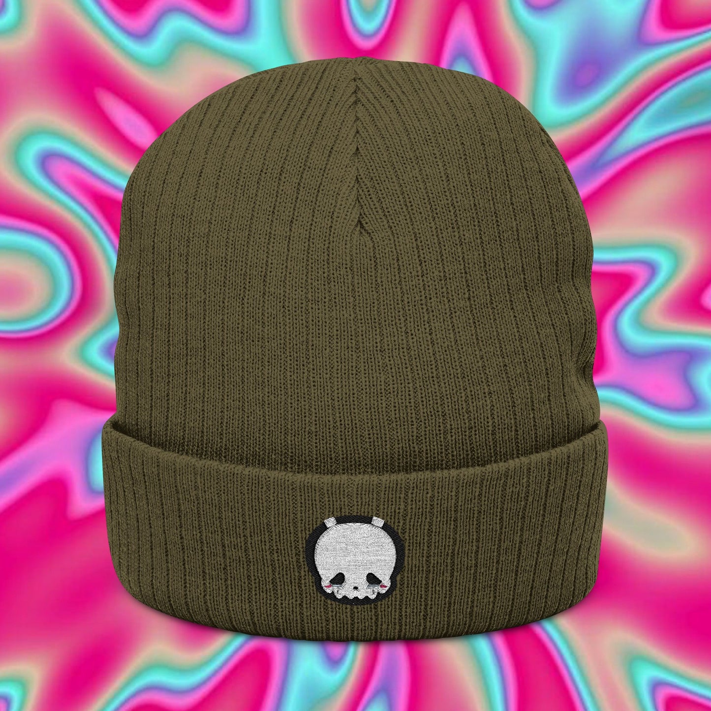 Ghost Crying Emoji Embroidered Beanie