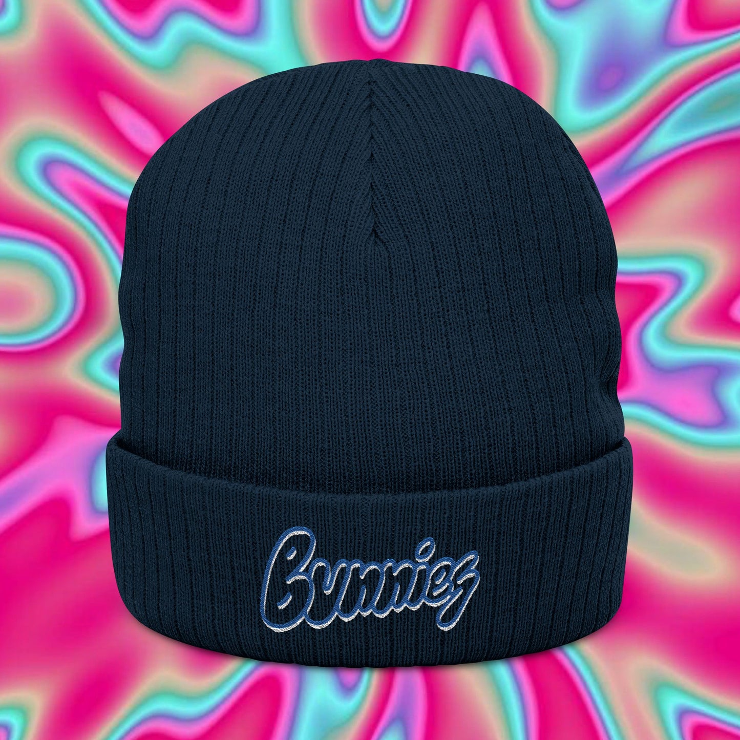 Embroidered 'Bunnies' Ribbed Knit Beanie — Cozy Streetwear Winter Hat