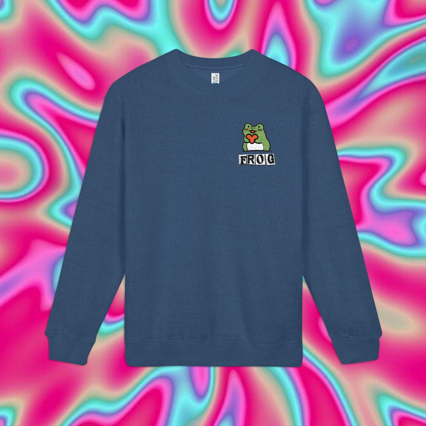 Frog Embroidered Crewneck Sweatshirt — Cute Pastel Nantucket Style