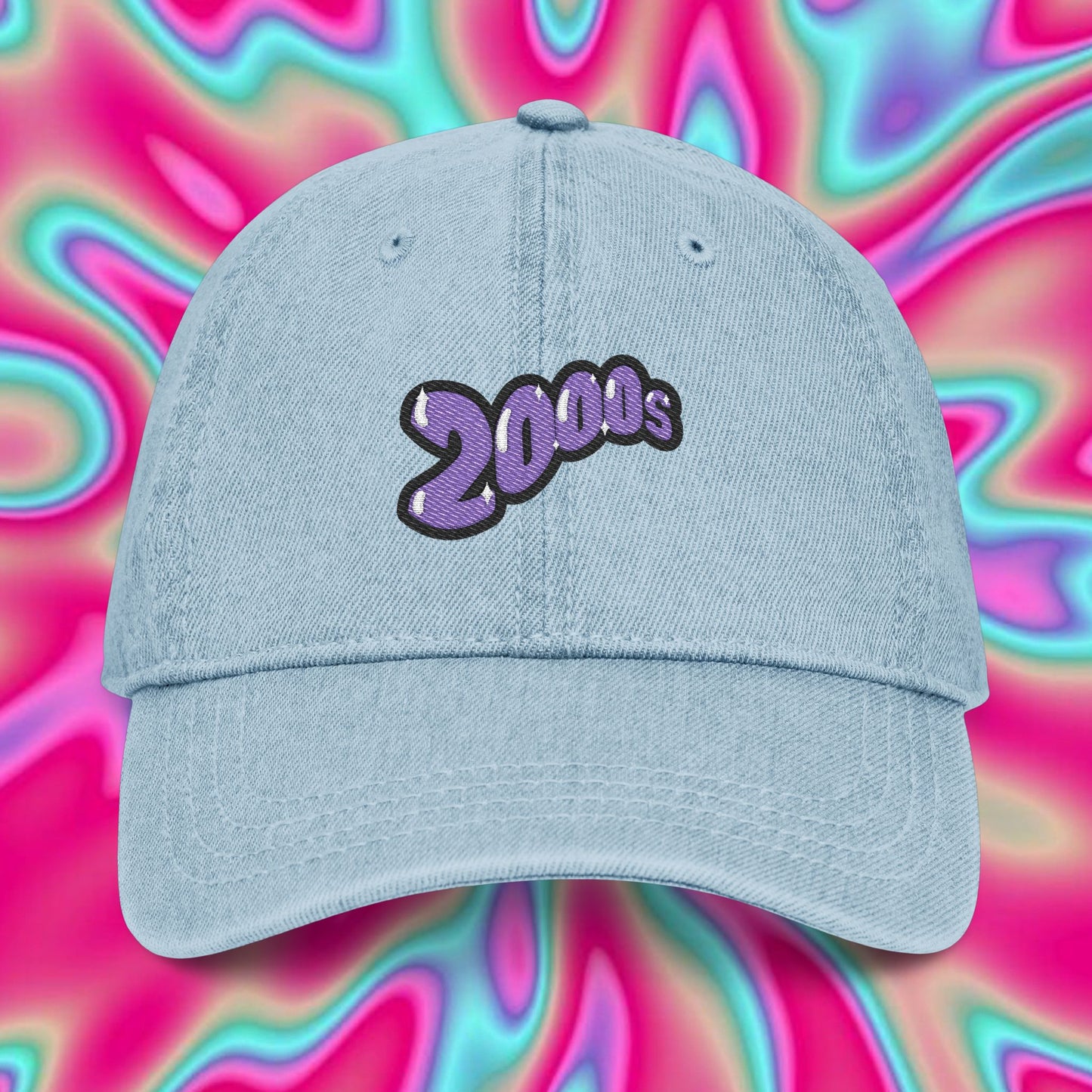 Denim Hat — Embroidered "2000s" Retro Dad Cap