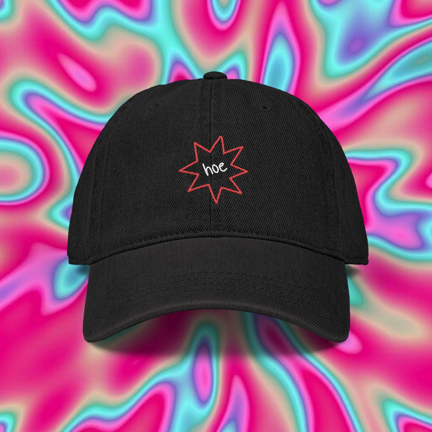 Embroidered Starburst Denim Hat — “Vibe” Minimal Logo Cap