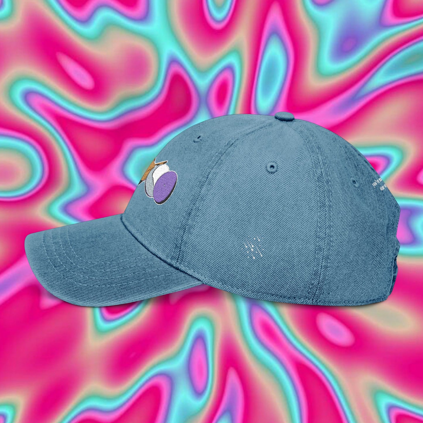 Embroidered Planet Phases Denim Hat — Retro Astronomy Baseball Cap