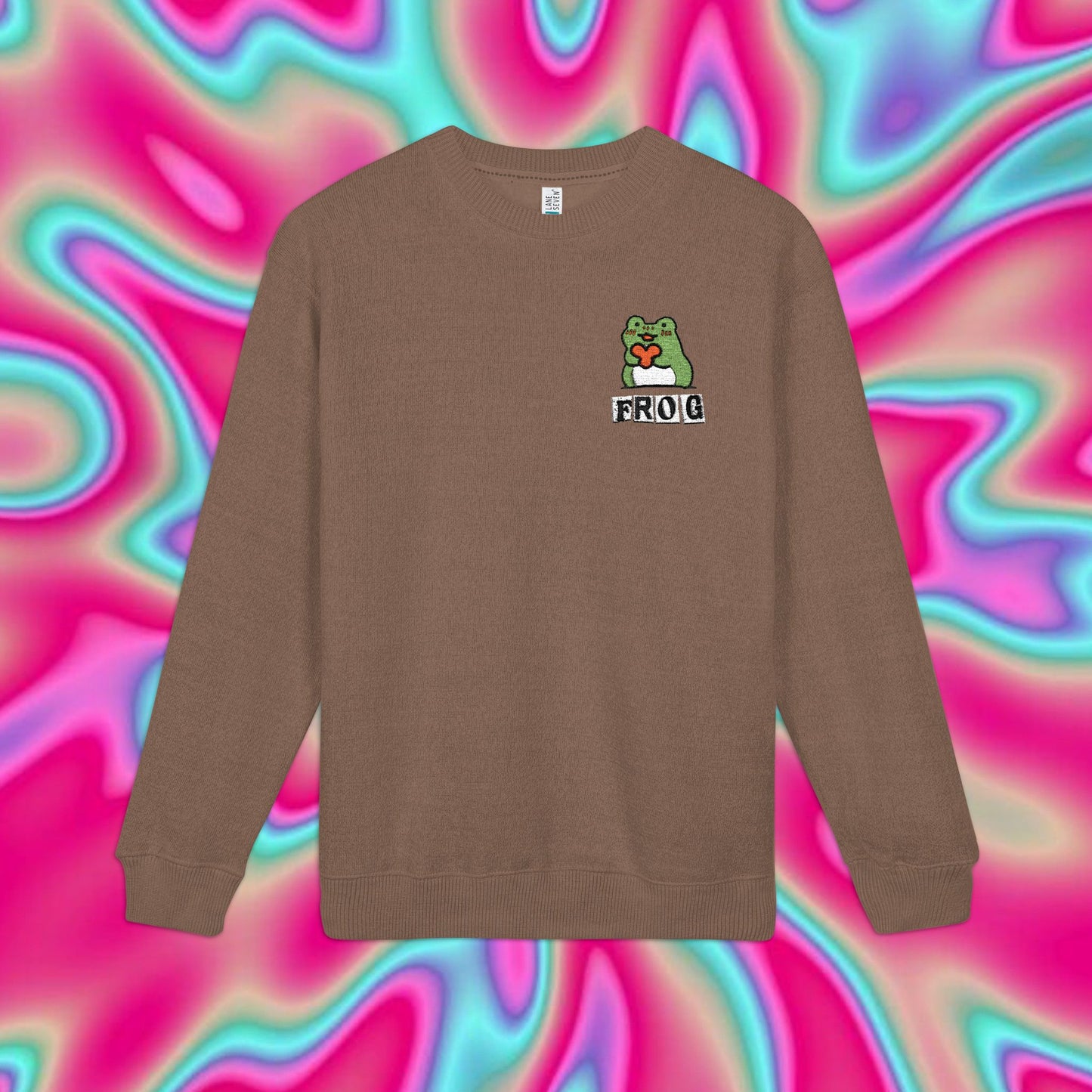 Frog Embroidered Crewneck Sweatshirt — Cute Pastel Nantucket Style
