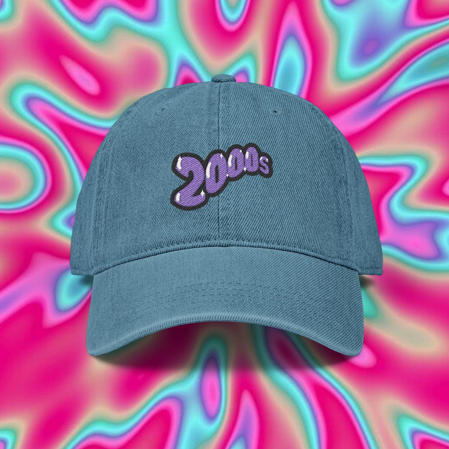 Denim Hat — Embroidered "2000s" Retro Dad Cap