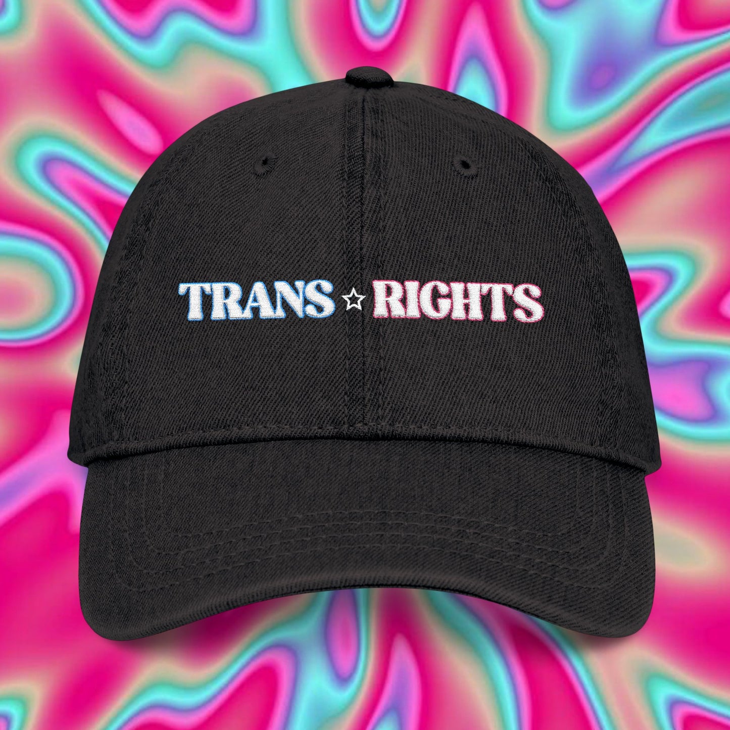 Trans Rights Embroidered Denim Hat — Pride Transgender Support Cap