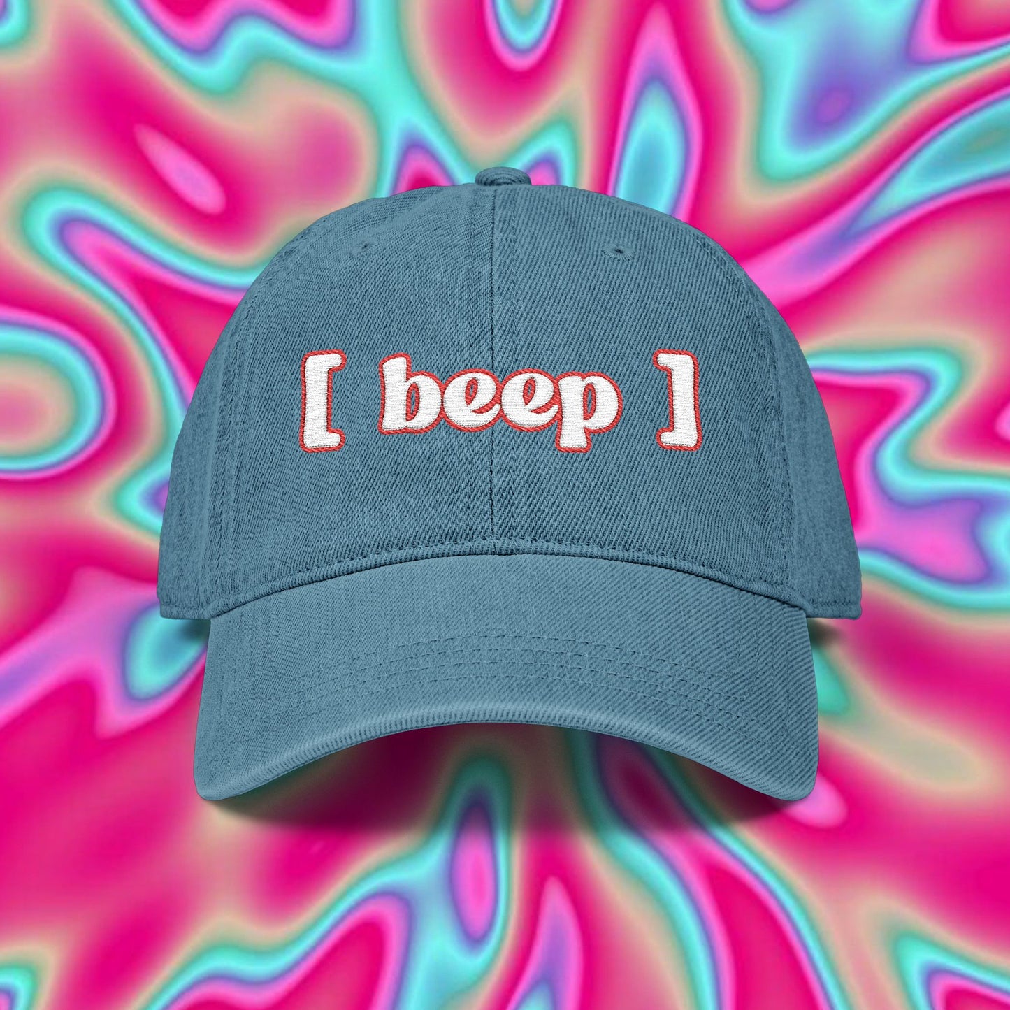 Embroidered Dad Hat — "[ beep ]" Retro Pixel Text
