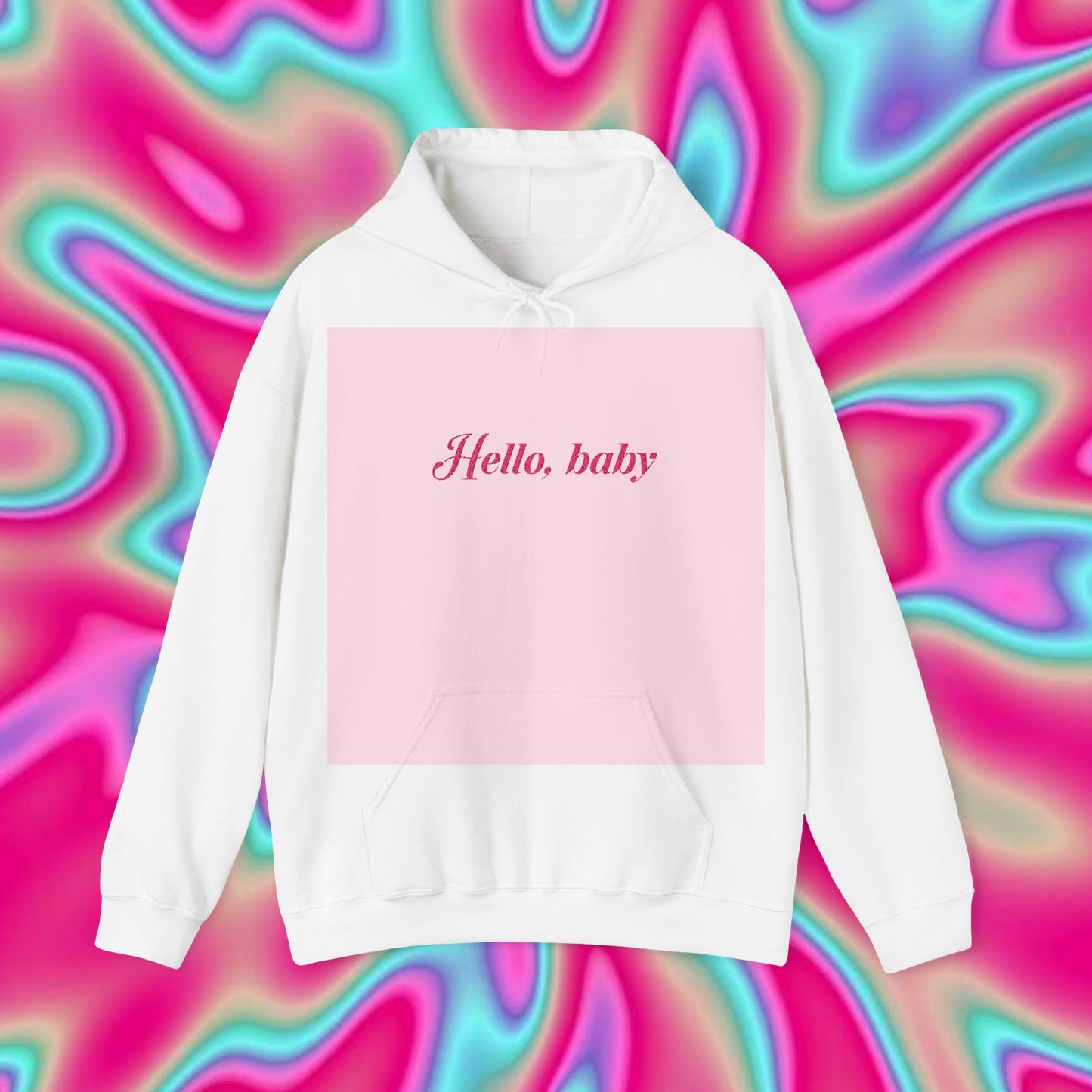 Hello, baby Hooded Sweatshirt — Cute Pink Script Pullover