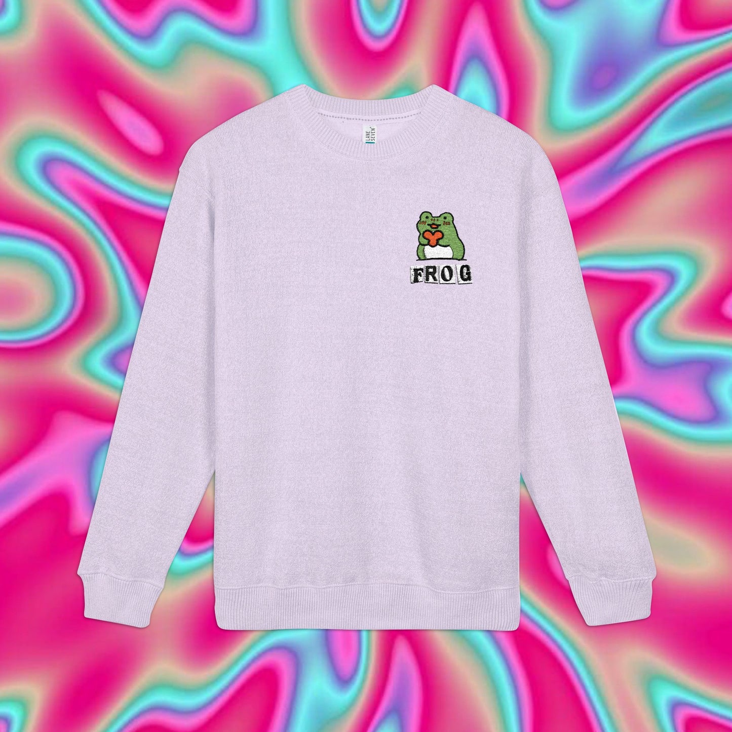 Frog Embroidered Crewneck Sweatshirt — Cute Pastel Nantucket Style