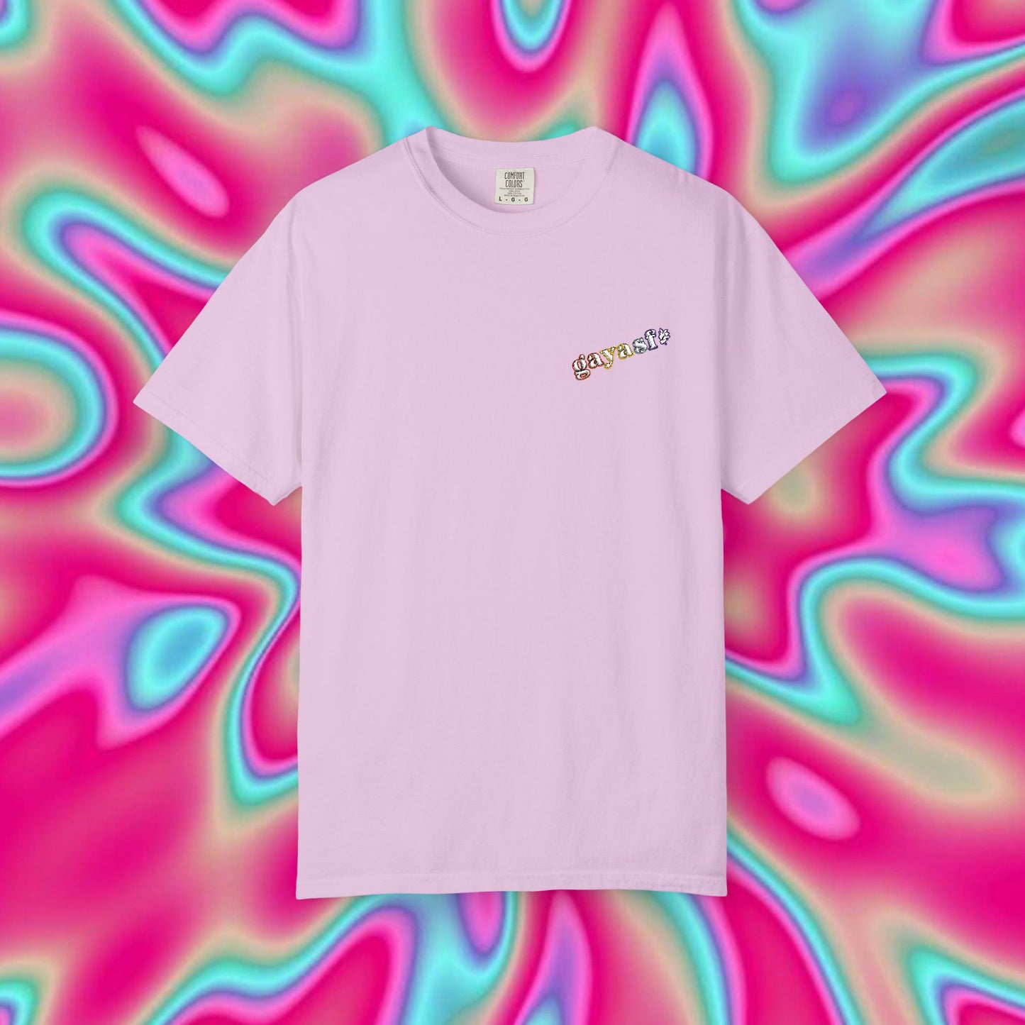 White Graphic T-Shirt — Colorful Tiny Logo Chest Print, Casual Streetwear